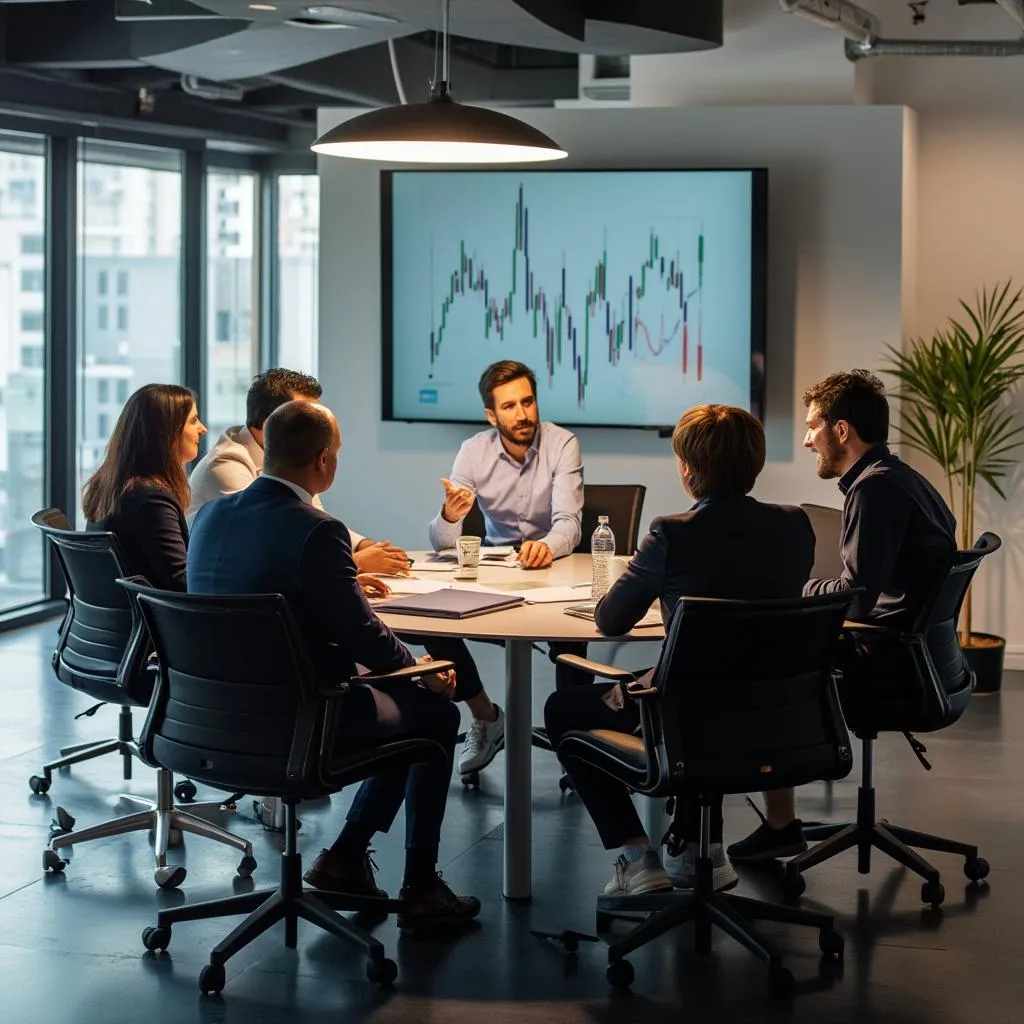 Equipo financiero en reunión